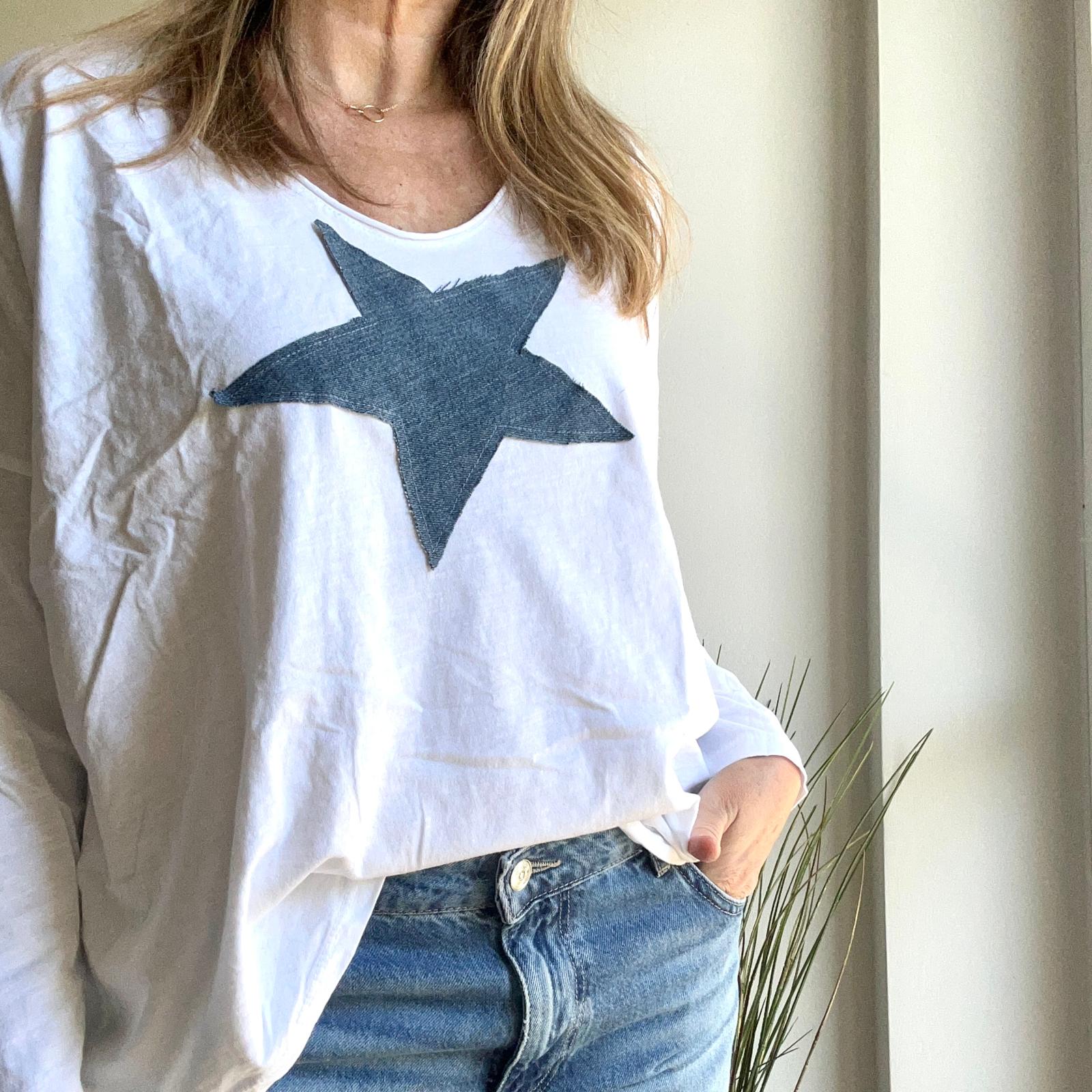 WIDE BIANCA JEANS Manica Lunga